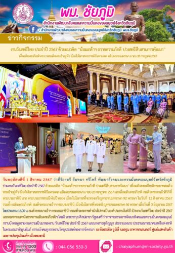 งานวันสตรีไทย ประจำปี 2567 ด้วยแนวคิด “น้อมเกล้าฯ ถวายความภักดี ปวงสตรีสืบสานการพัฒนา” เพื่อเฉลิมพระเกียรติพระบาทสมเด็จ พระเจ้าอยู่หัว เนื่องในโอกาสพระราชพิธีมหามงคล เฉลิมพระชนมพรรษา 6 รอบ 28 กรกฎาคม 2567